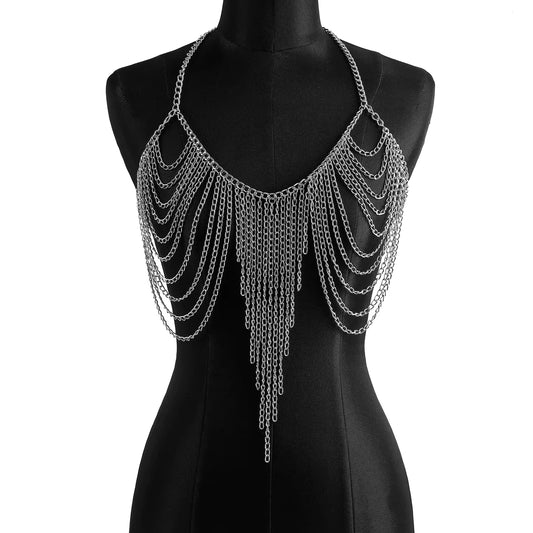 Multi Layers Chest Bra Chain Body Jewelry for Women Metal Body Chain Top Sexy Accessories Fashion Jewellery