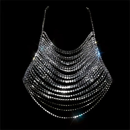 Fashion Multi-Layered Rhinestone Thoracic Chain Women'S Nightclub Sexy Crystal Tassel Body Chain Jewelry Valentine'S Day Gifts