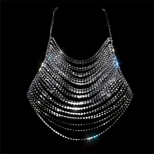 Fashion Multi-Layered Rhinestone Thoracic Chain Women'S Nightclub Sexy Crystal Tassel Body Chain Jewelry Valentine'S Day Gifts