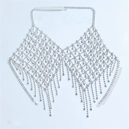 Nightclub Sparkling Rhinestone Chest Chain Tassel Bra Chain Exquisite Fashion Water Drop Pendant Body Chain Accessories Women