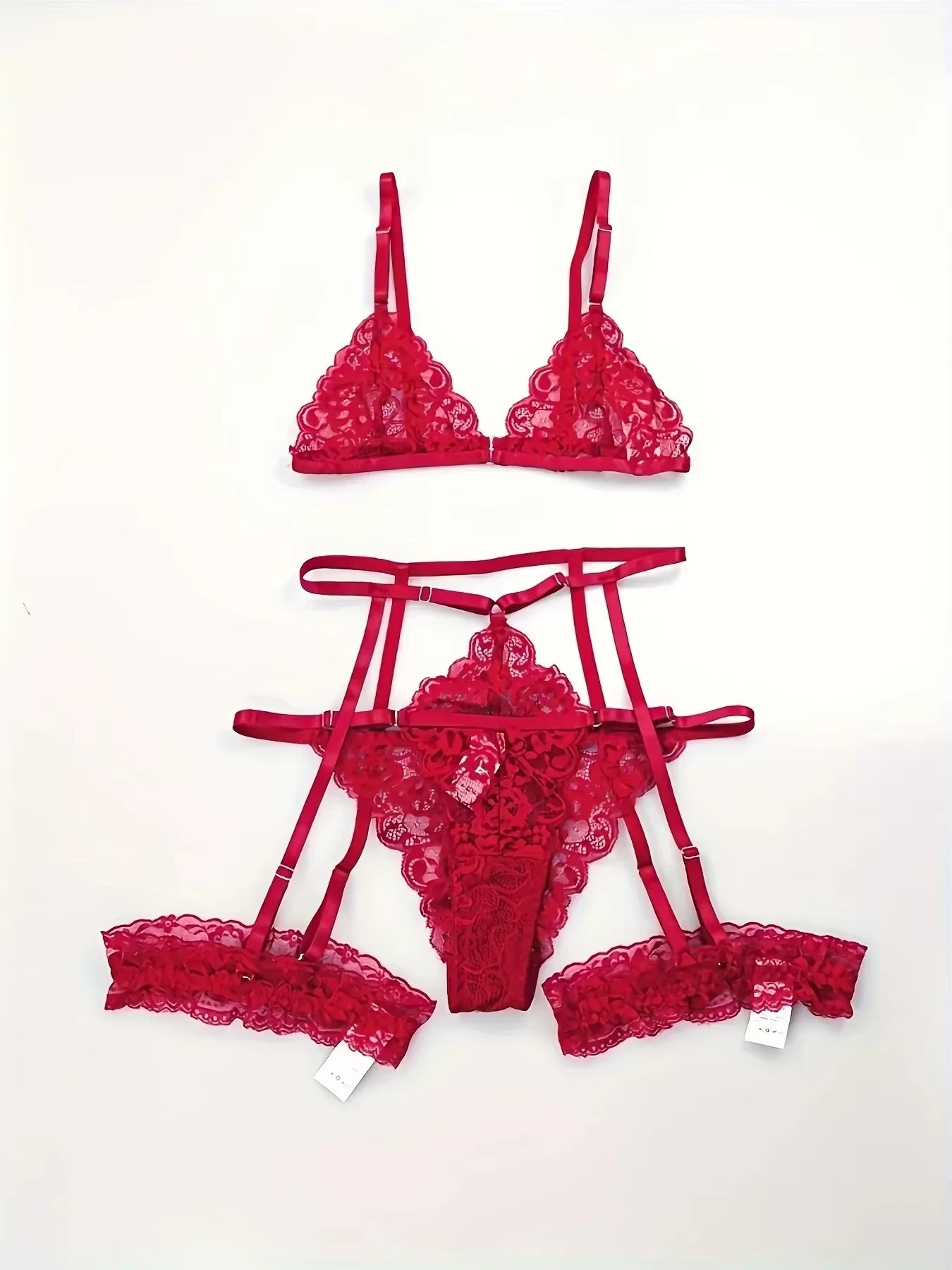 3 Piece Set Sleepwear Suit Sexy Lingerie Women Thin Transparent Lace Bra Set See through Female Erotic Underwear New